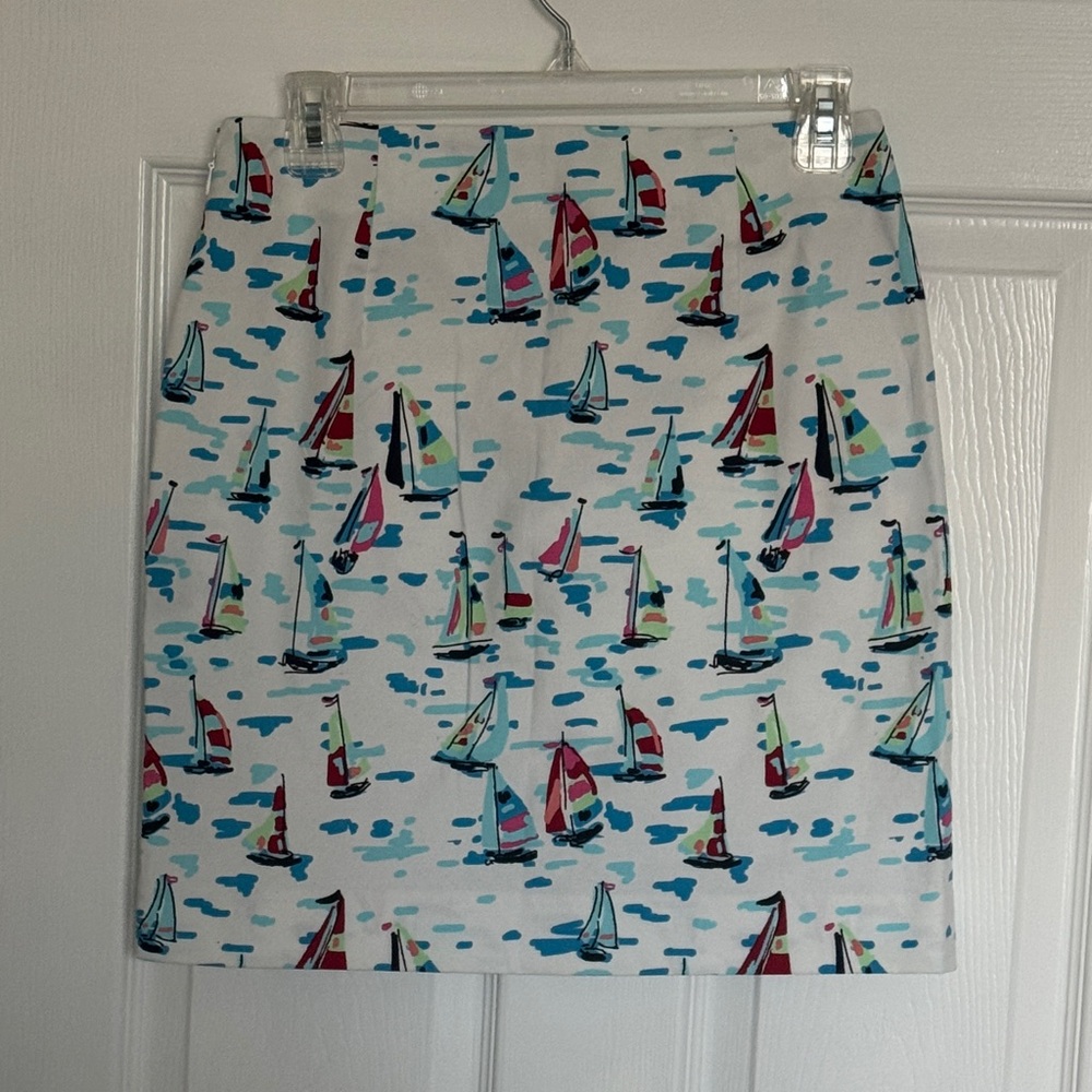 Talbots Multicolor Sailboat Print Mini Skirt